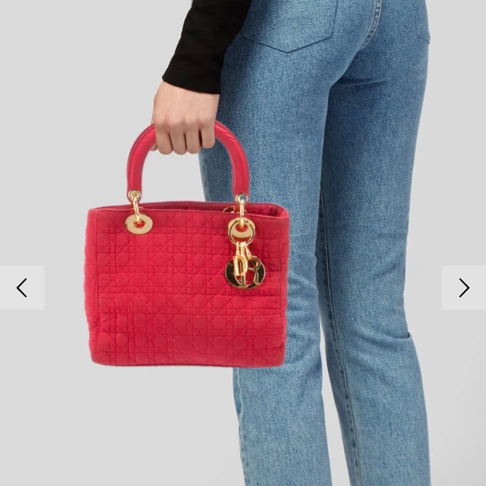 Christian Dior Red Quilted Tote with Gold Accents with COA